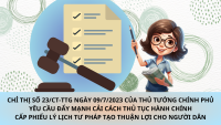 Tây Ninh: Triển khai thực hiện Chỉ thị số 23/CT-TTg ngày 09/7/2023 về việc đẩy mạnh cải cách thủ tục hành chính cấp Phiếu lý lịch tư pháp