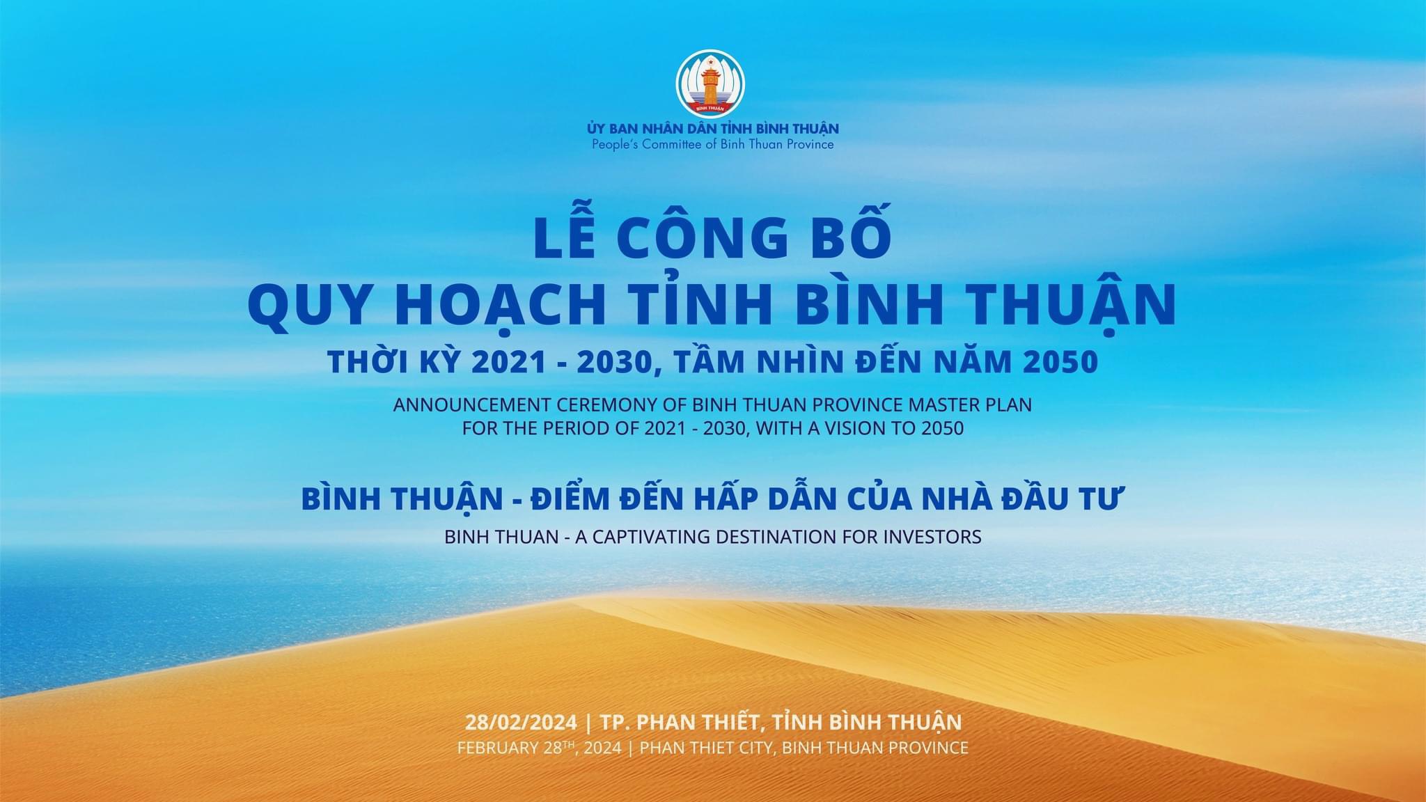 Lễ Công bố Quy hoạch tỉnh Bình Thuận thời kỳ 2021 – 2030, tầm nhìn đến năm 2050